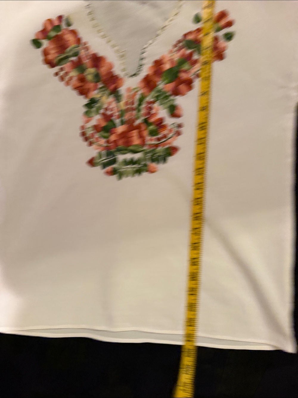 Beautiful hand made Embroidered linen Blouse with Orange Floral Yoke - Picture 7 of 7